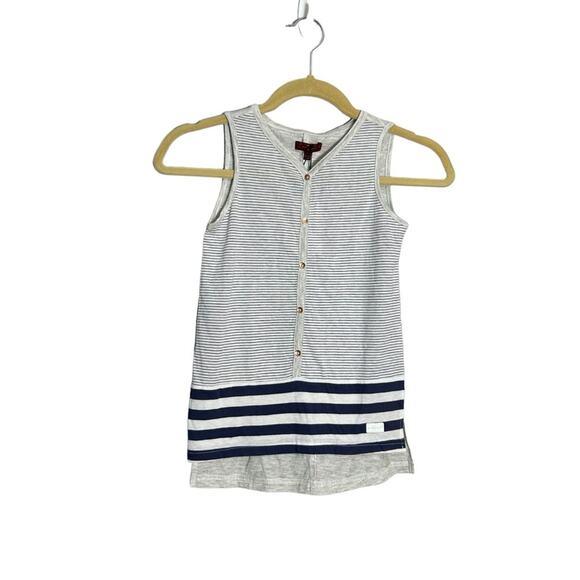 NWT 7 For All Mankind Striped V Neck Sleeveless Button Front Tank Top Shirt - Picture 1 of 4